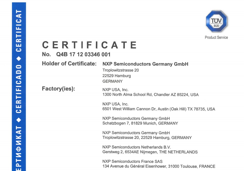 TÜV- SUDのISO 26262認証取得